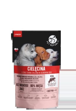 PetRepublic JUNIOR drobno siekane kawałki w delikatnym sosie - cielęcina 100g dla psa