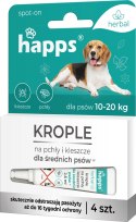 Bros Happs Herbal Krople Na Pchły I Kleszcze Dla Średnich Psów 4 Tubki