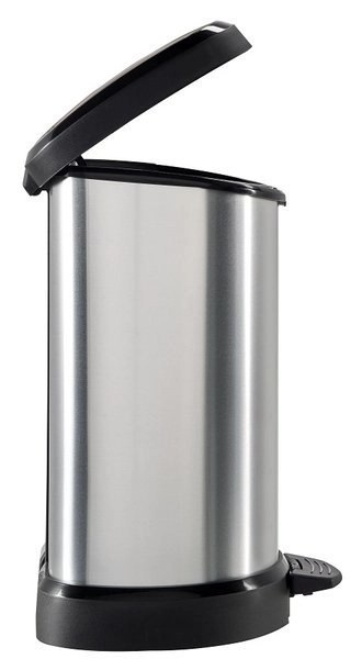 Curver Kosz Na Śmieci Metalizowany Z Pedałem Czarno-Srebrny 20l